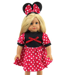 Red Polka Dot Dress Mouse Ear Headband Fits 18" American Girl Doll Clothing0