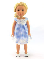 Blue And White Dress  Lace Fits 14.5" Wellie Wisher American Girl Doll Clothing2