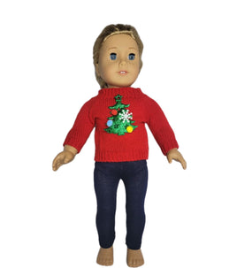 Christmas Tree Sweater Pant Set Fits 18" American Girl Doll Clothes0