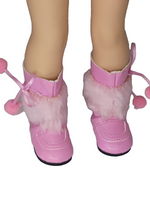 Pink Fur Pom Boots Fits 14.5" Wellie Wisher American Girl Doll Shoes1