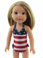 American Flag Swimsuit Fits 14.5" Wellie Wisher American Girl Doll Clothing0