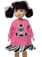 Hot Pink Zebra Nightgown Fits 14.5" Wellie Wisher American Girl Doll Clothing0