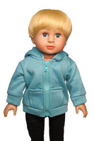 Turquoise Zip Up Hoodie Sweatshirt Fits 18" American Girl Doll Clothing1