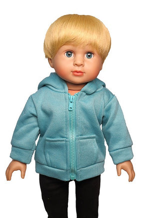 Turquoise Zip Up Hoodie Sweatshirt Fits 18" American Girl Doll Clothing1