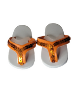 Orange Sequin Flip Flop Sandals Fits 18" American Girl Doll Clothing Shoes0