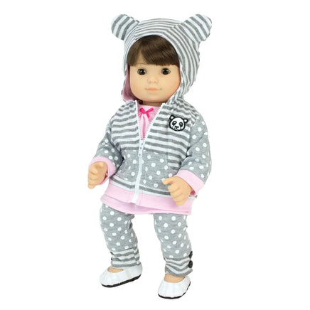 Polka Dot Panda Hoodie 3pc Set Fits 15" Bitty Baby American Girl Doll Clothes0