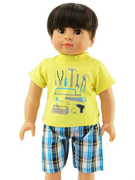 Tools Handyman Plaid Shorts Set Fits 18" American Boy Girl Doll Clothing0