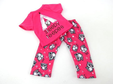 Hot Pink Sleepy Teepee Owl Pajama Pant Set Fits 18" American Girl Doll Clothing2