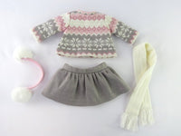 Grey And Pink Sweater Skirt Set Earmuffs Fits 18" American Girl Doll Clothing1