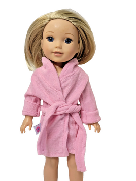 Pink Bath Robe Fits 14.5" Wellie Wisher American Girl Doll Clothing0