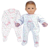 Pink Floral Print Pajama Sleeper Fits 15" Bitty Baby American Girl Doll Clothing0