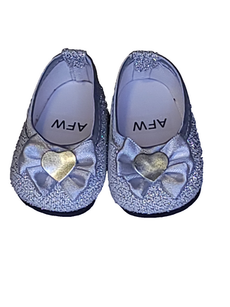 Silver Glitter Heart Dress Shoes Fits 18" American Girl Doll Clothing Shoes1