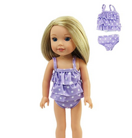 Lavender Polka Dot Swimsuit Fits 14.5" Wellie Wisher American Girl Doll Clothing1