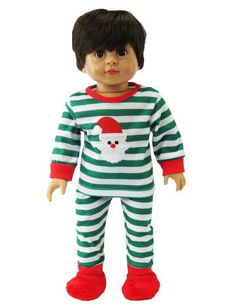 Santa Pajamas and Slippers Fits 18" American Boy Girl Doll Clothing0