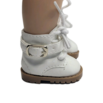 White Buckle Boots Fits 14.5" Wellie Wisher American Girl Doll Shoes2