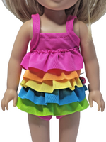 Rainbow Ruffle Swimsuit Fits 14.5" Wellie Wisher American Girl Doll Clothing1