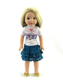 Love Birds Lace Skirt Set Fits 14.5" Wellie Wisher American Girl Doll Clothing0