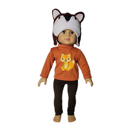 Embroidered Fox Pant Set & Hat Fits 18" American Boy Girl Doll Clothes0