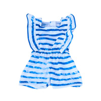 Blue Striped Ruffle Romper & Blue Sandals Fits 18" American Girl Doll Clothes1