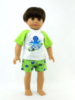 Surfing Octopus Rash Guard Swim Set Fits 18" American Boy Girl Doll Clothing0