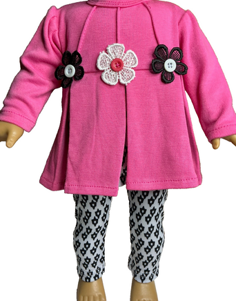 Pink Flower Pant Set Fits 18" American Girl Doll Clothing1