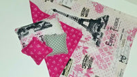 Hot Pink Paris Handmade Reversible Bedding 4pc Fits 14.5" Wellie Wisher Dolls 0