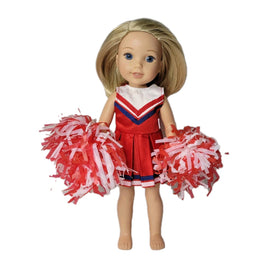 Red & White Cheer Uniform Fits 14.5" Wellie Wisher American Girl Doll Clothing0