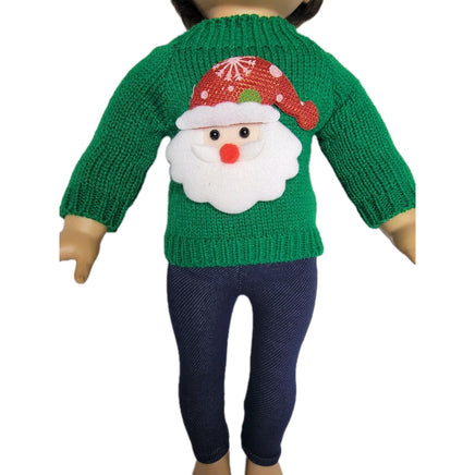 Green Santa Sweater Pant Set Fits 18" American Girl Doll Clothes1
