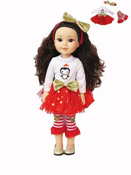 Red Penguin Dress Fits 14.5" Wellie Wisher American Girl Doll Clothing0