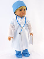Blue Doctor Medical Scrubs Outfit Fits 18" American Boy Girl Doll Clothing1
