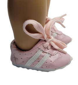 Pink Sneakers With White Stripes Fits 18" American Girl Doll Clothing Shoes0