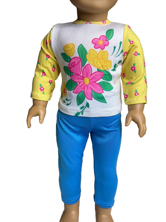 Floral Top And Leggings Fits 18" American Girl Doll Clothing1