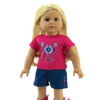 Hot Pink Tribal Print Short Set Fits 18" American Girl Doll Clothing1