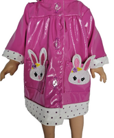 Pink Bunny Raincoat Fits 14.5" Wellie Wisher American Girl Doll Clothing2