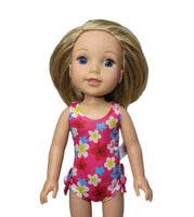Hawaiian Floral Swimsuit Fits 14.5" Wellie Wisher American Girl Doll Clothing0