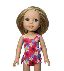Hawaiian Floral Swimsuit Fits 14.5" Wellie Wisher American Girl Doll Clothing0
