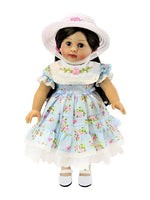 Blue Floral Dress And Hat Fits 18" American Girl Doll Clothing0