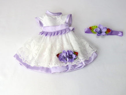White and Purple Lace Dress Fits 14.5" Wellie Wisher American Girl Doll Clothing1