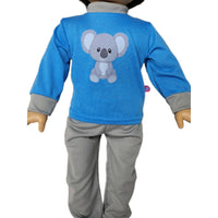 Blue Koala Bear Pajama Pant Set Fits 18" American Boy Girl Doll Clothes1