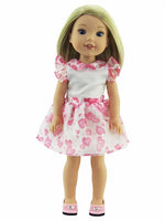 Pink Hearts Organza Dress Fits 14.5" Wellie Wisher American Girl Doll Clothing2
