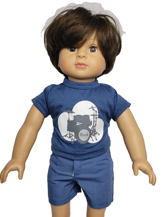 Blue Plaid 3pc Shorts Set Fits 18" American Girl Doll Clothing1