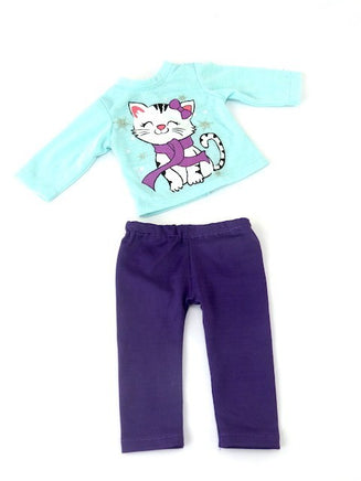 Snowflake Kitty Pant Set Fits 18" American Girl Doll Clothing1