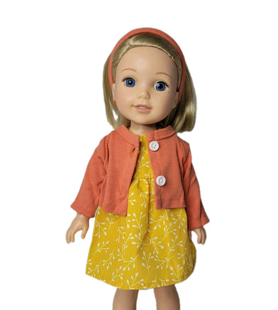 Autumn Dress  & Cardigan Fits 14.5" Wellie Wisher American Girl Doll Clothing0