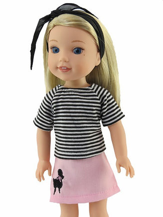 50s Poodle Skirt Set Fits 14.5" Wellie Wisher American Girl Doll Clothing1