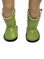 Green Polka Dot Rain Boots Fits 18" American Girl Doll Clothing Shoes1