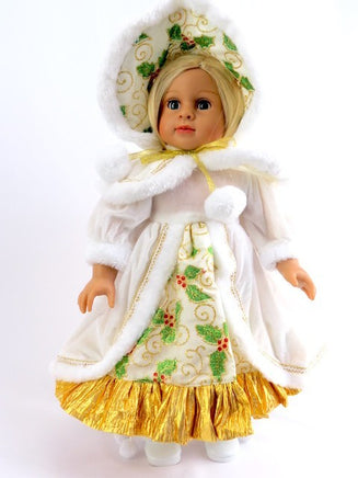 Christmas Holly Dress And Bonnet Fits 18" American Girl Doll Clothing0