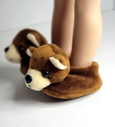 Teddy Bear Slippers Fits 14.5" Wellie Wisher American Girl Doll Shoes0