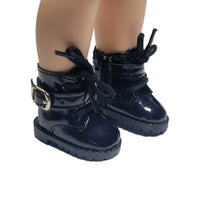 Black Buckle Boots Fits 14.5" Wellie Wisher American Girl Doll Shoes0
