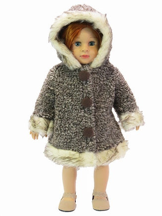 Brown Fuzzy Coat With Trim Fits 18" American Girl Doll Clothing2