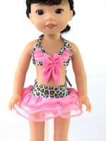Cheetah and Pink  Swimsuit Fits 14.5" Wellie Wisher American Girl Doll Clothing1